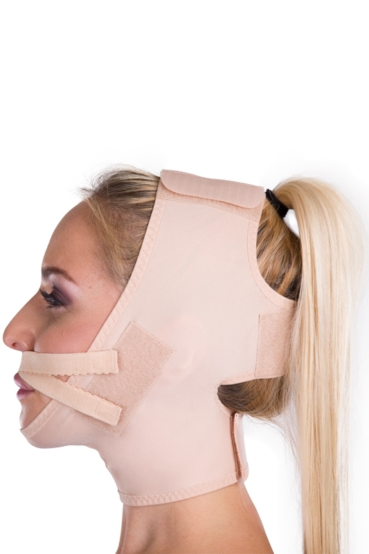 Kompresní pooperační obličejová bandáž FM lip lift na suchý zip - Lipoelastic.cz