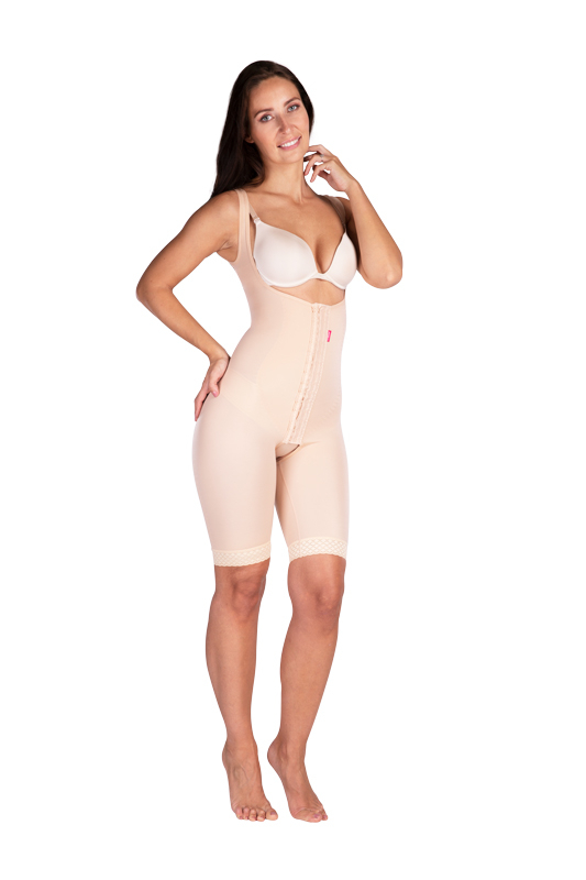 Kompresní pooperační dámská bandáž VF body Variant nad kolena se zapínáním na háčky a očka - Lipoelastic.cz