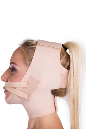 Kompresní pooperační obličejová bandáž FM lip lift na suchý zip - Lipoelastic.cz